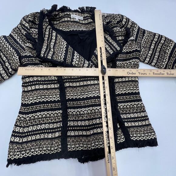 Moon River Jacket Womens XS Gold Black Braelyn Metallic Fringe Tweed Boho Indie - Picture 9 of 11